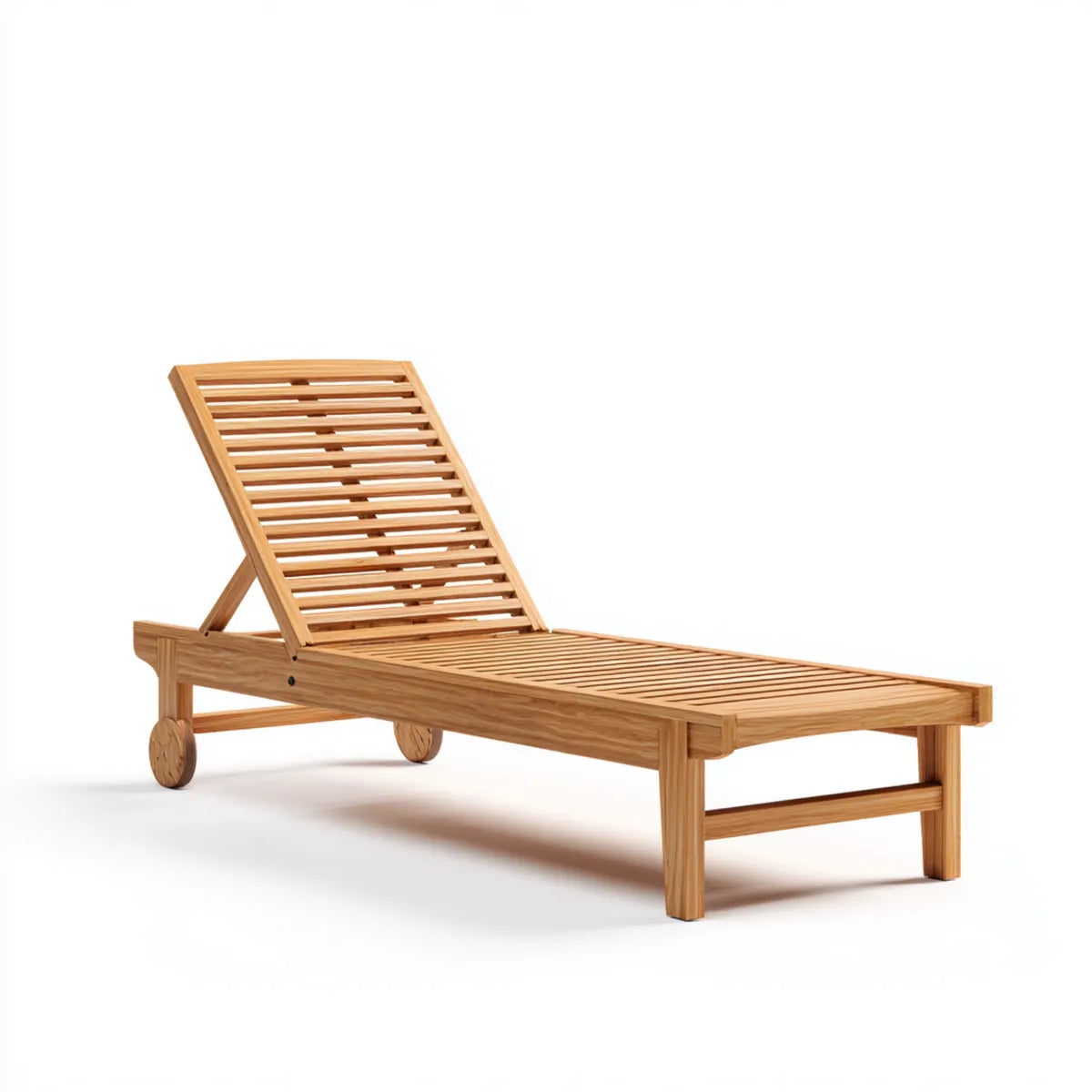Leżanka ogrodowa, Opalanie z kółkami w naturalnych prostokątnych tekach stałych 200 x 65 x 35 cm