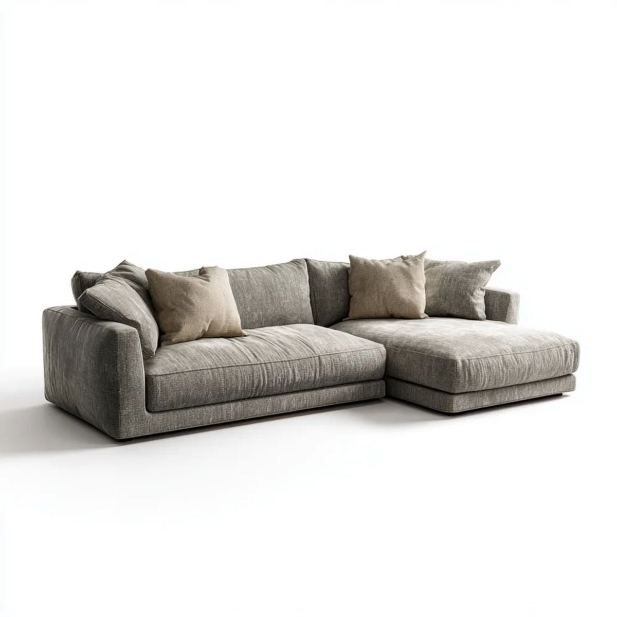 Sofa, 4-osobowa prostokątna fotel taupe szary poliester 280 x 170 x 78 cm, kształt prostokątna L