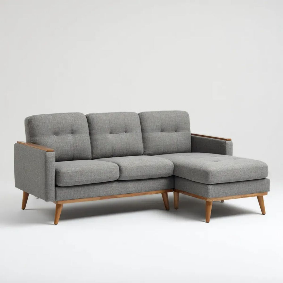 Sofa, 3-osobowa poliestrowy sofa z szezlongiem po prawej, 220 x 150 x 85 cm