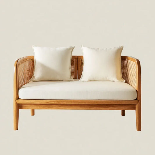 Sofa, 2 SupporterNaturalna i niebielona sofa w supporcie i rattan, 120 x 70 x 80 cm
