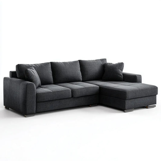 Sofa, Odwracalny narożnik sofa 3 miejsca antracyt szary poliester 250 x 160 x 85 cm