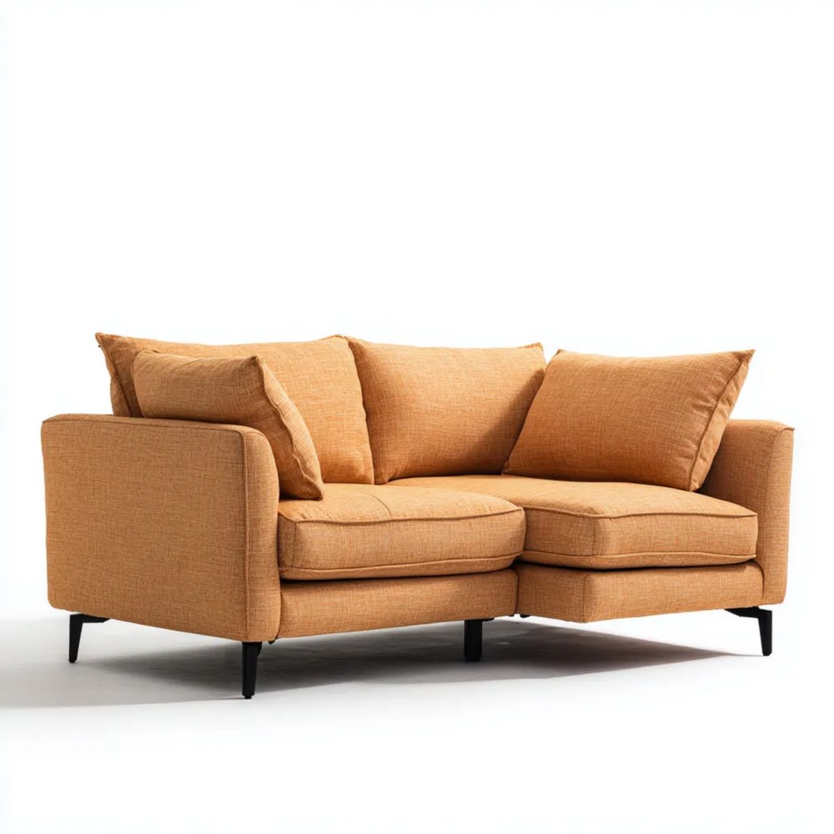 Sofa, 2-osobowa w płaskim fotelu w poliestrowym ochrze i czarnym 170 x 90 x 85 cm