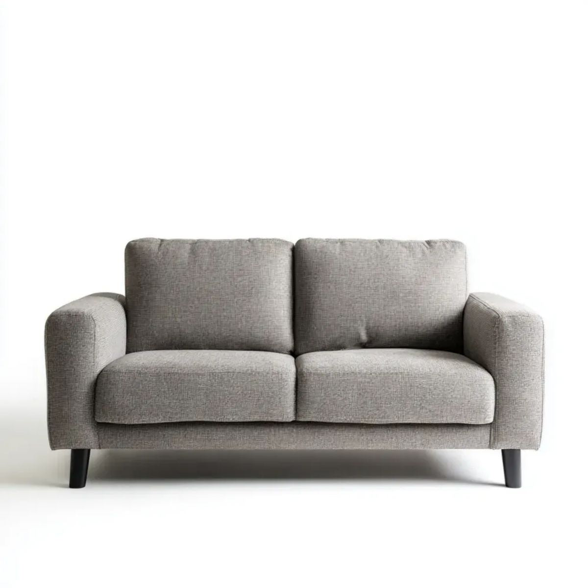Sofa, 2-osobowa w sofie z siwym poliestru z czarnymi nóżkami 160 x 85 x 85 cm