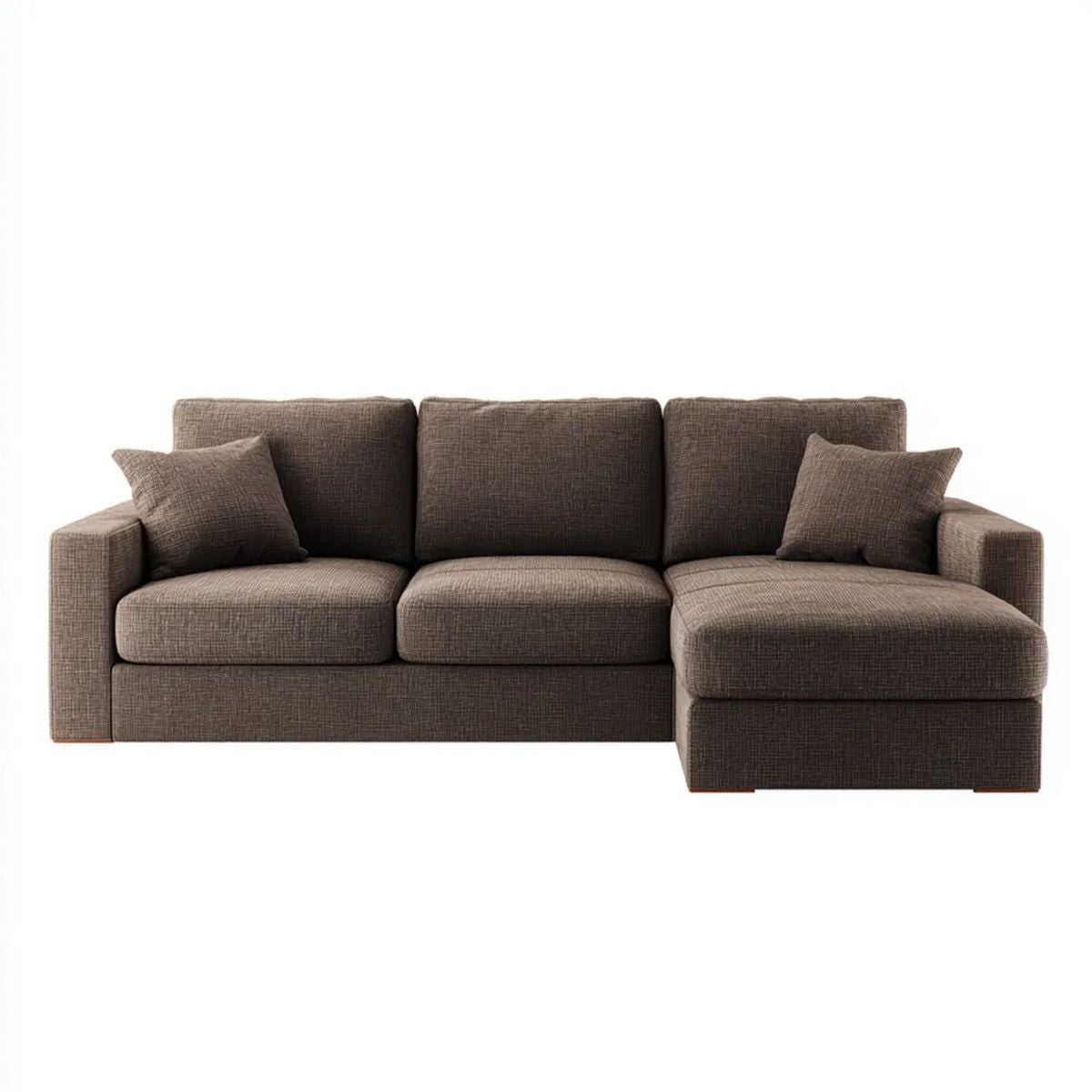 Sofa, 3-osobowa w kolorze betonowym z melidyjskim poliestrem, kształt L, 250 x 160 x 85 cm