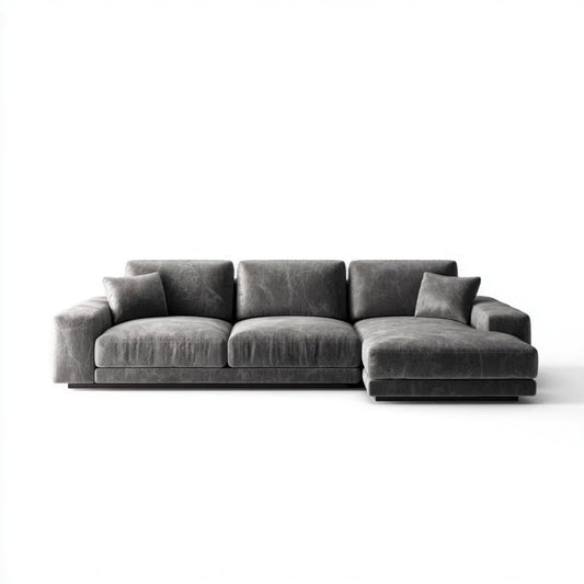 Sofa, 3-osobowa w kolorze prostym narożnik sofa w mikrowłóknie poliestrowy antracyt szary 280 x 165 x 85 cm