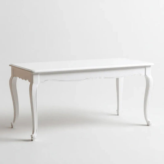 Stół do jadalni, Białe prostokątne stoły do jadalni w MDF i litego drewna liściastego 140 x 80 x 75 cm