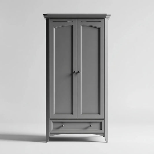 Szafa szarość 90 x 55 x 200 cm MDF 2 drzwi 1 szuflada prostokątna