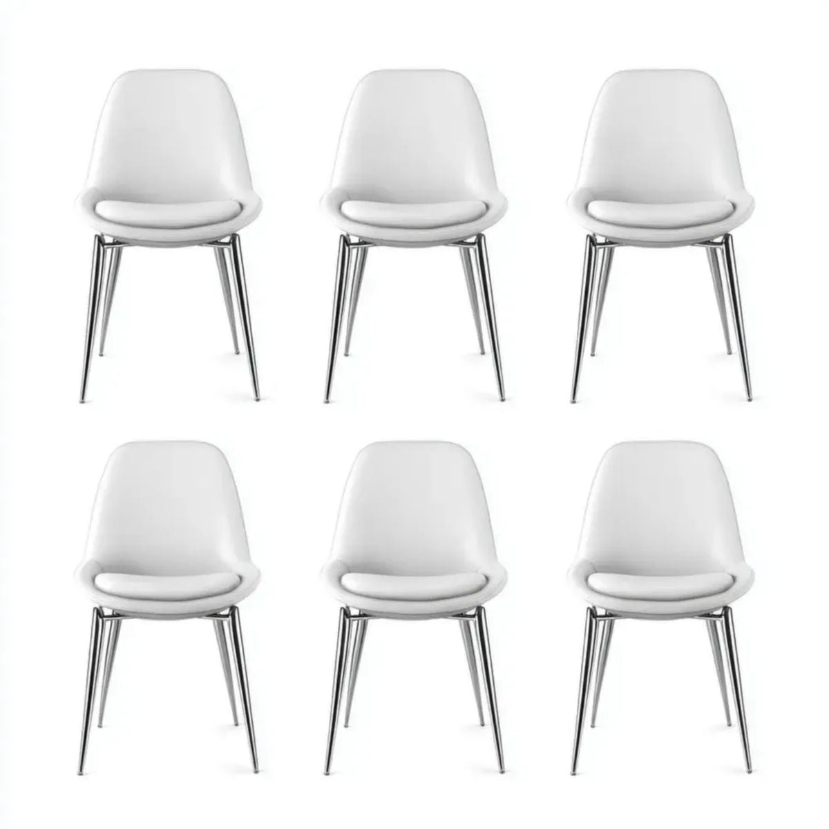 Krzesło do jadalni, Zestaw 6 krzeseł do jadalni PVC z chromowanej stali, 43 x 54 x 83 cm