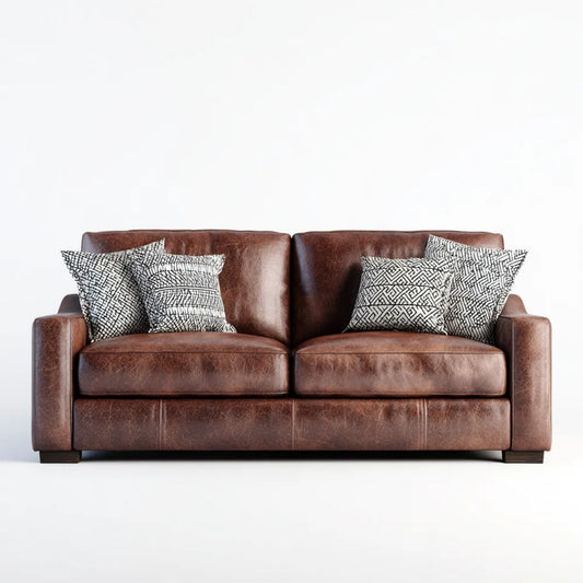 Sofa, Proste 2 seater bezgraniczne sofa w syntetycznej poliuretanowej skórze, 170 x 90 x 85 cm