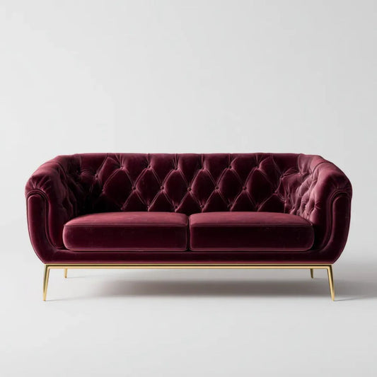 Sofa, 3 kwadratowe proste sofa w capite betonvelt, złoto metalowe nóżki, 198 x 86 x 78 cm