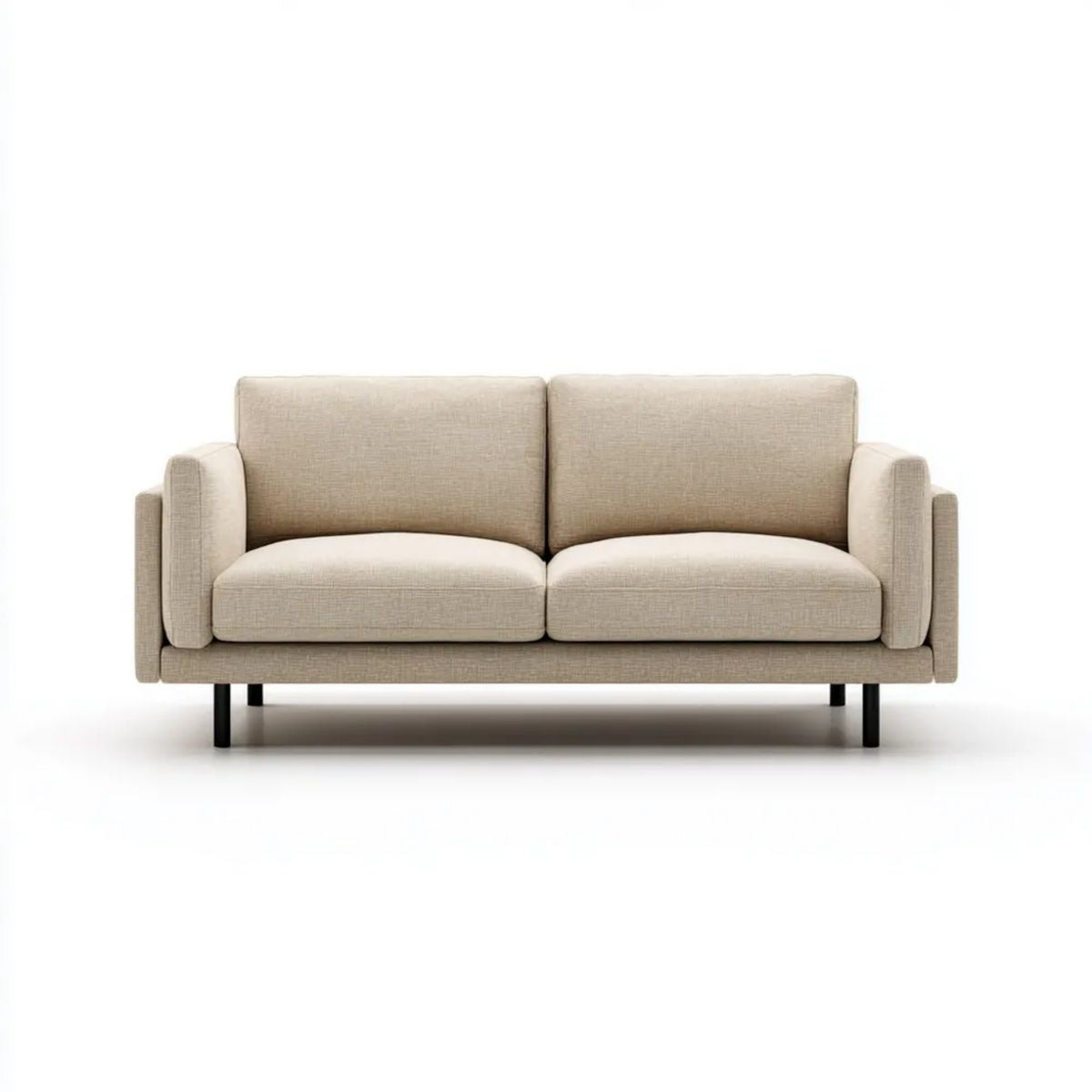 Sofa, 2-osobowa poliester sofa z czarnym stalowym dekoltem, 160 x 85 x 82 cm