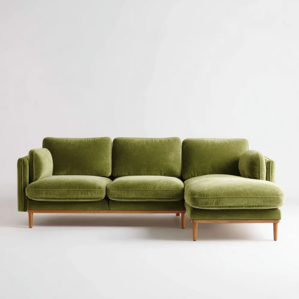 Sofa, 3-osobowa sofa z szezlongiem w oliwie oliwkowej Zielony vilvelt, 250 x 160 x 85 cm