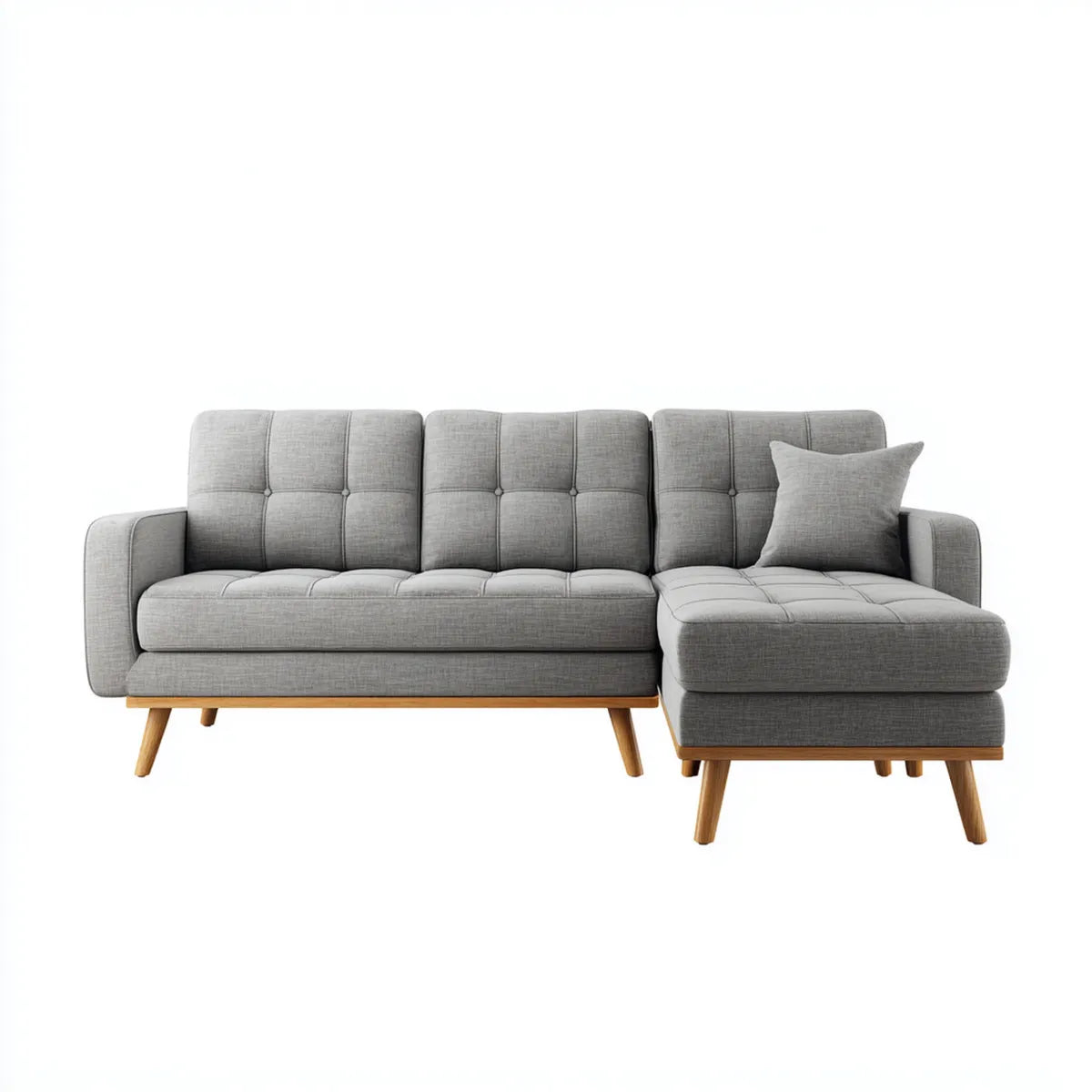 Sofa, Kanapa narożna z szarym dzbankiem 230 x 150 x 85 cm poliestrowe drewno lite