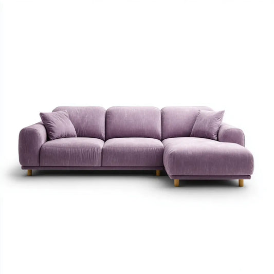 Sofa, Kanapa narożna z rekamierem L- shape Lila 270 x 160 x 85 cm poliestrowy aksamit