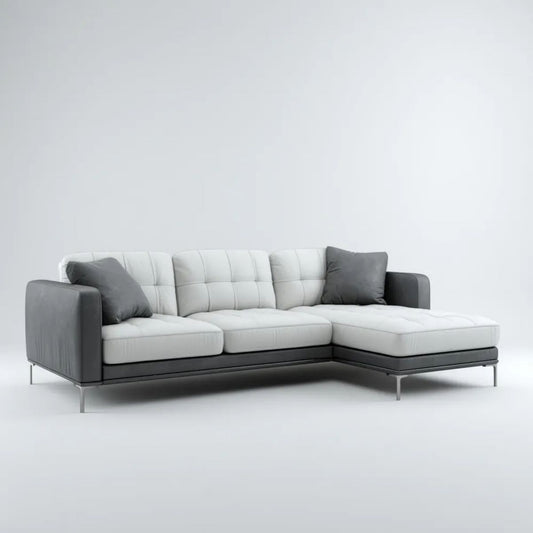 Sofa, 3-osobowa w kolorze prostokątnym sofa w kolorze jasnoszarym PU i antracyt, 260 x 165 x 85 cm