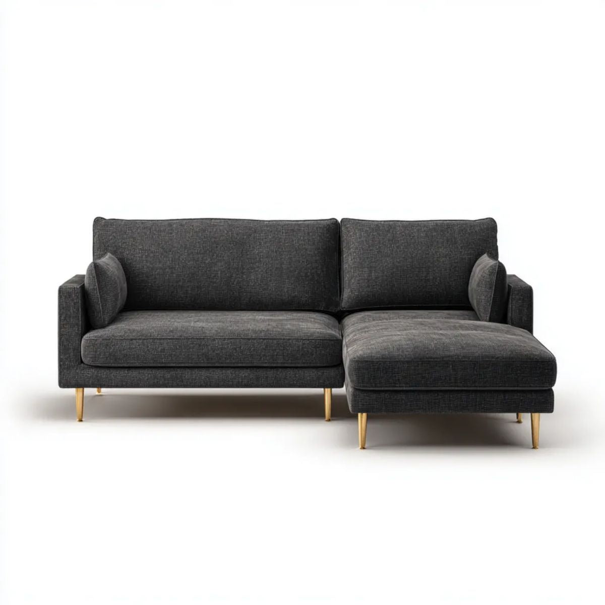Sofa, 3-osobowa poliester elipsyjny szary antracyt sofa z diuretykiem, 220 x 150 x 85 cm