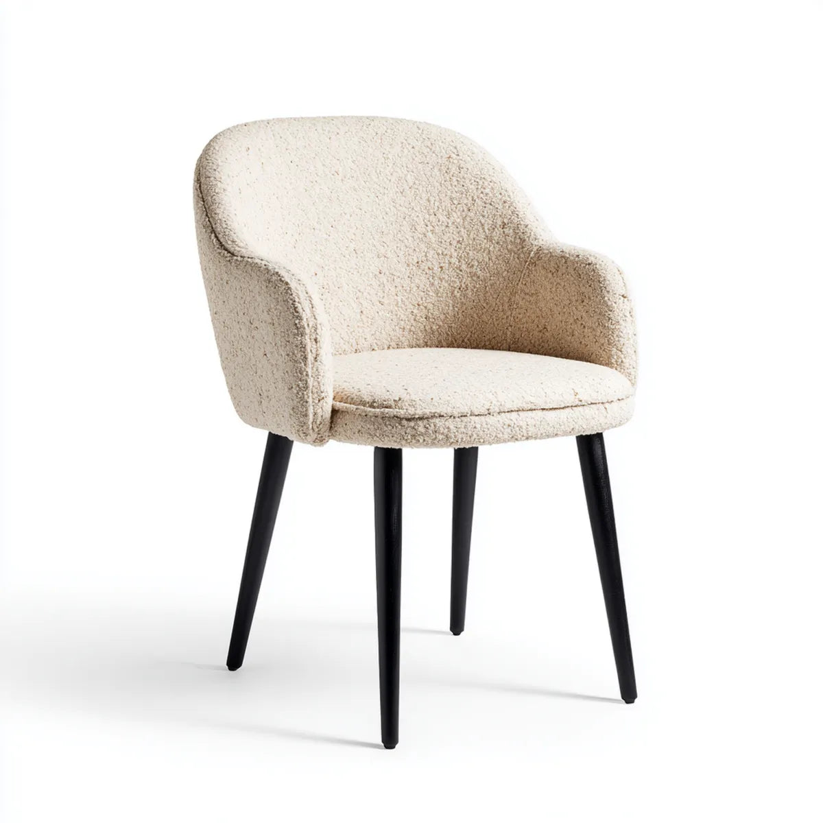 Fotel tapicerowany Bouclé z nogami w czarnej stali 58 x 60 x 82 cm
