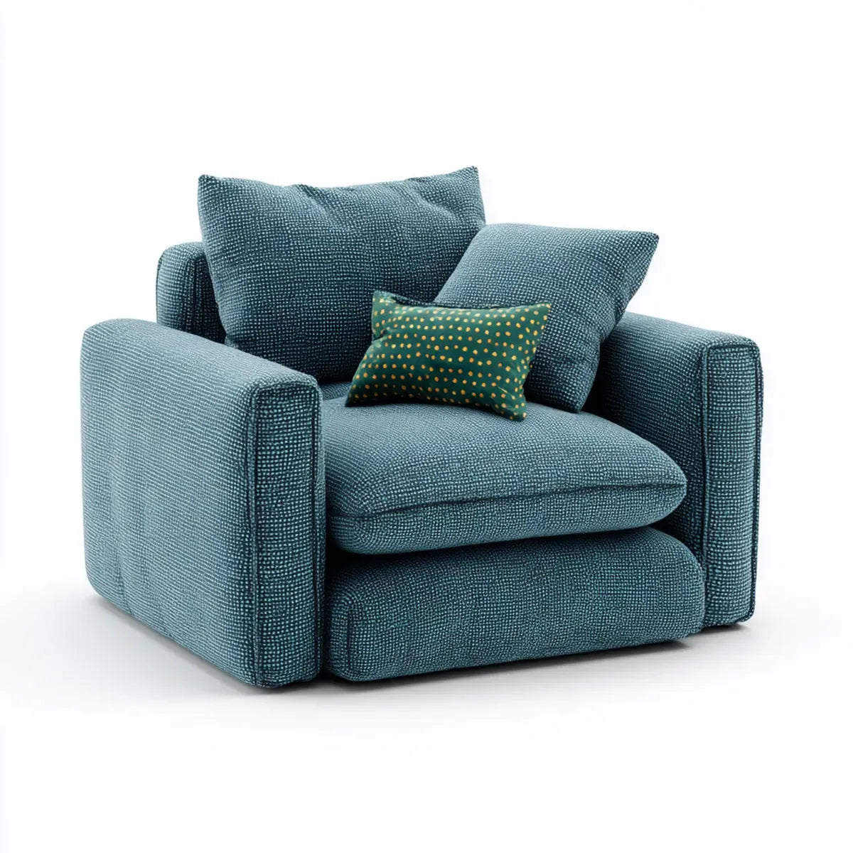 Fotel, Niebieski Polyester Square Wyścielony fotel z 3 poduszkami 105 x 95 x 85 cm
