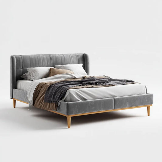 Łóżko podwójne 160 x 200 cm siwowarski welon z prostokątnym deską rozdzielczą