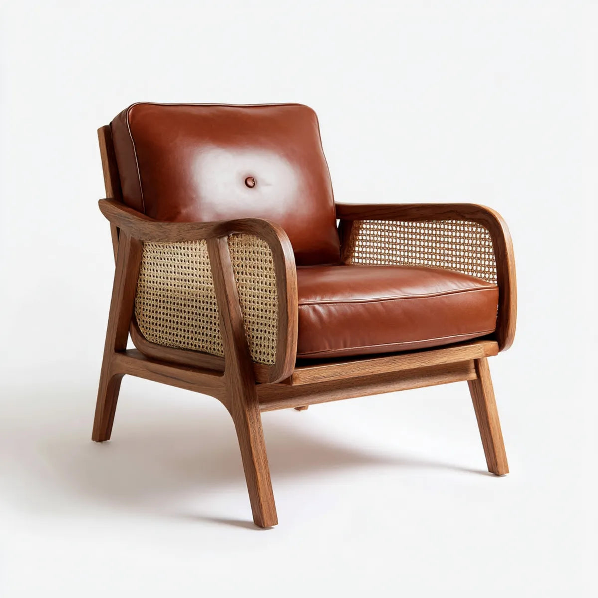 Fotel w salonie Koniak 76 x 78 x 82 cm PU sztuczna skóra lita rattan prostokątny