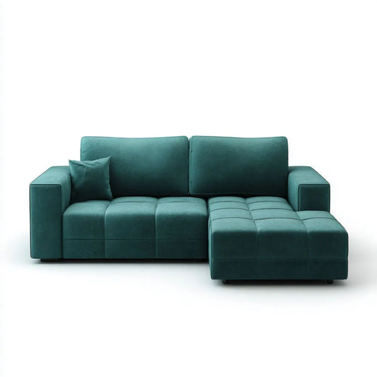 Sofa, 3-osobowa w rogu prostokątnym sofa w zielonym kolorze pustak 230 x 150 x 85 cm