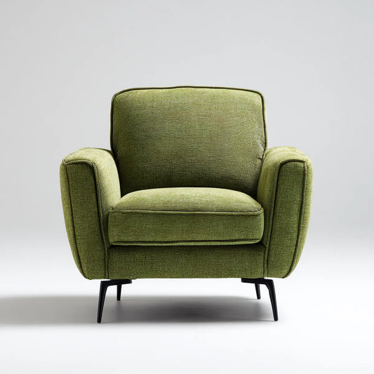 Fotel w salonie zielony poliester z nogami ze stali 90 x 85 x 88 cm